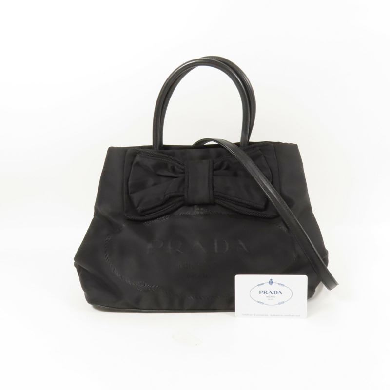 PRADA 尼龍Ribbon Motif金扣手挽肩背兩用袋-12