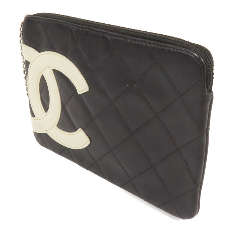 CHANEL 羊皮皮革Pouch銀扣手拿包-2