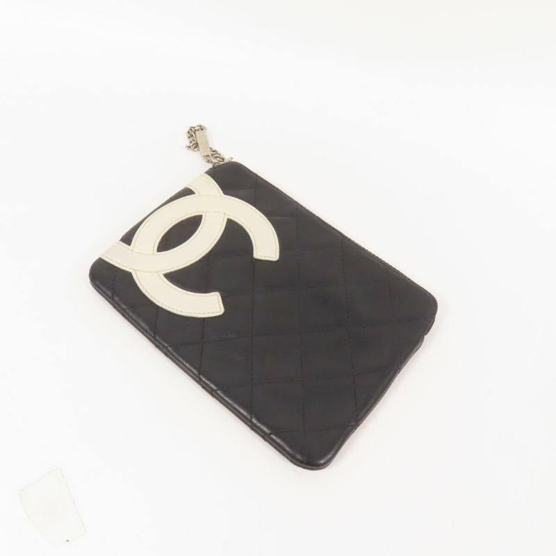 CHANEL 羊皮皮革Pouch銀扣手拿包-3