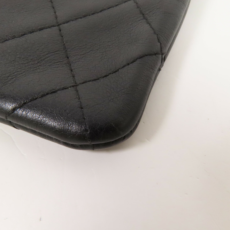 CHANEL 羊皮皮革Pouch銀扣手拿包-11