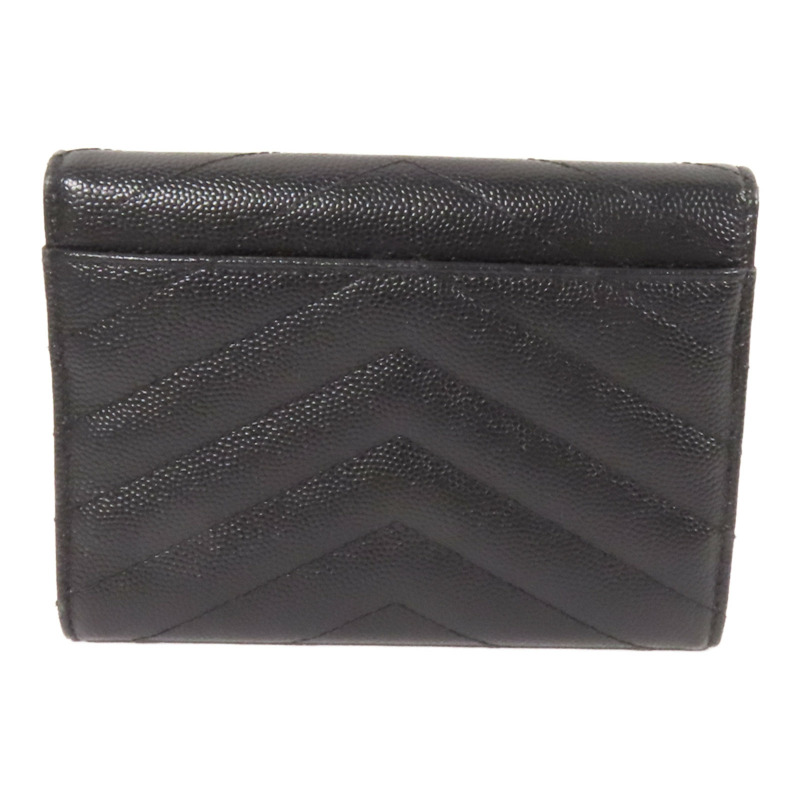 YVES SAINT LAURENT 牛皮皮革Fold Wallet銀扣錢包-1