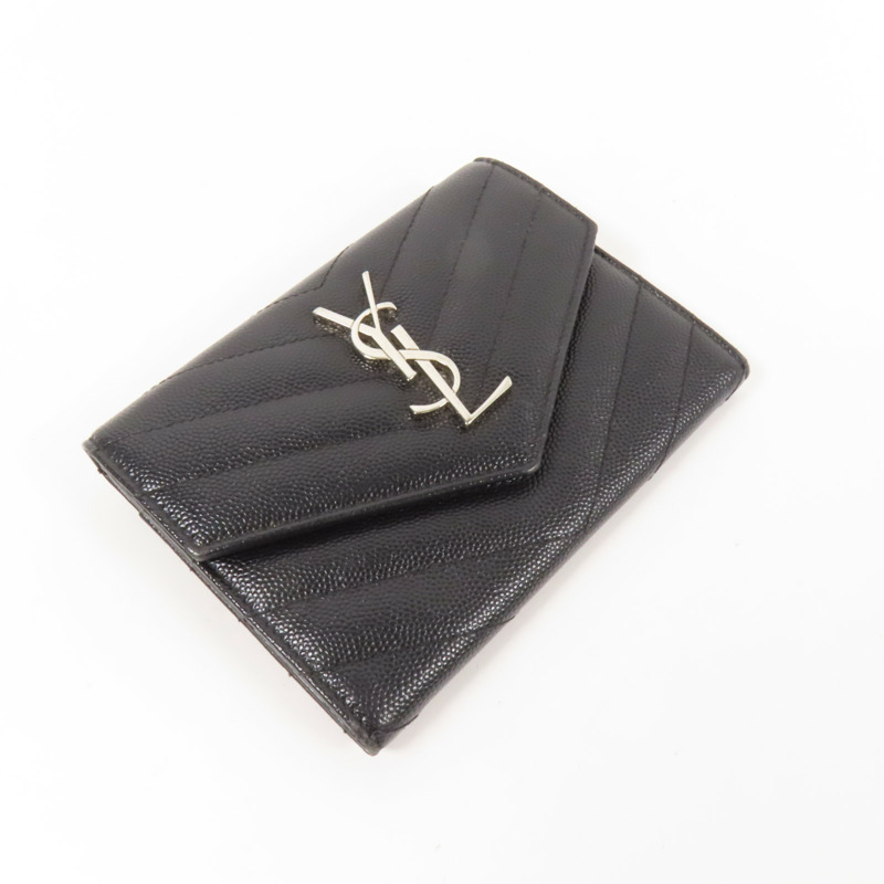YVES SAINT LAURENT 牛皮皮革Fold Wallet銀扣錢包-3