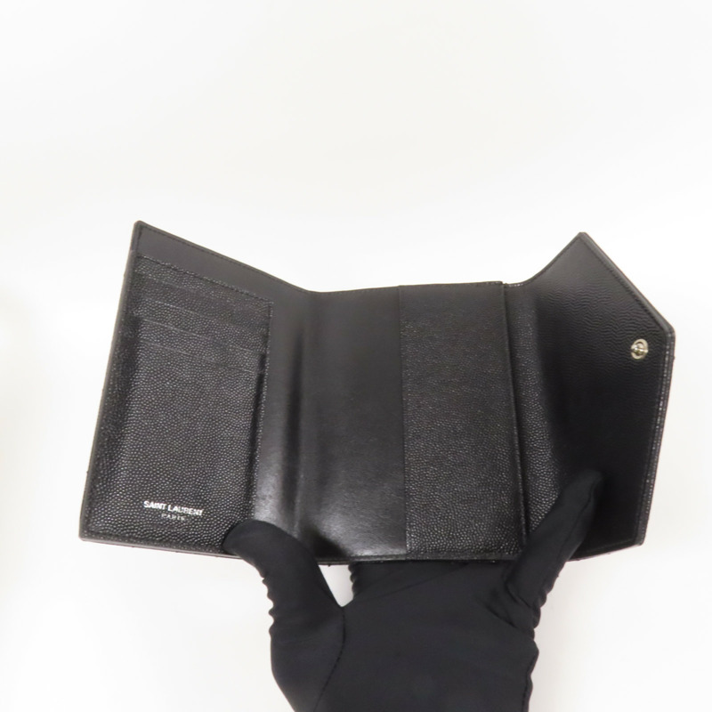 YVES SAINT LAURENT 牛皮皮革Fold Wallet銀扣錢包-5