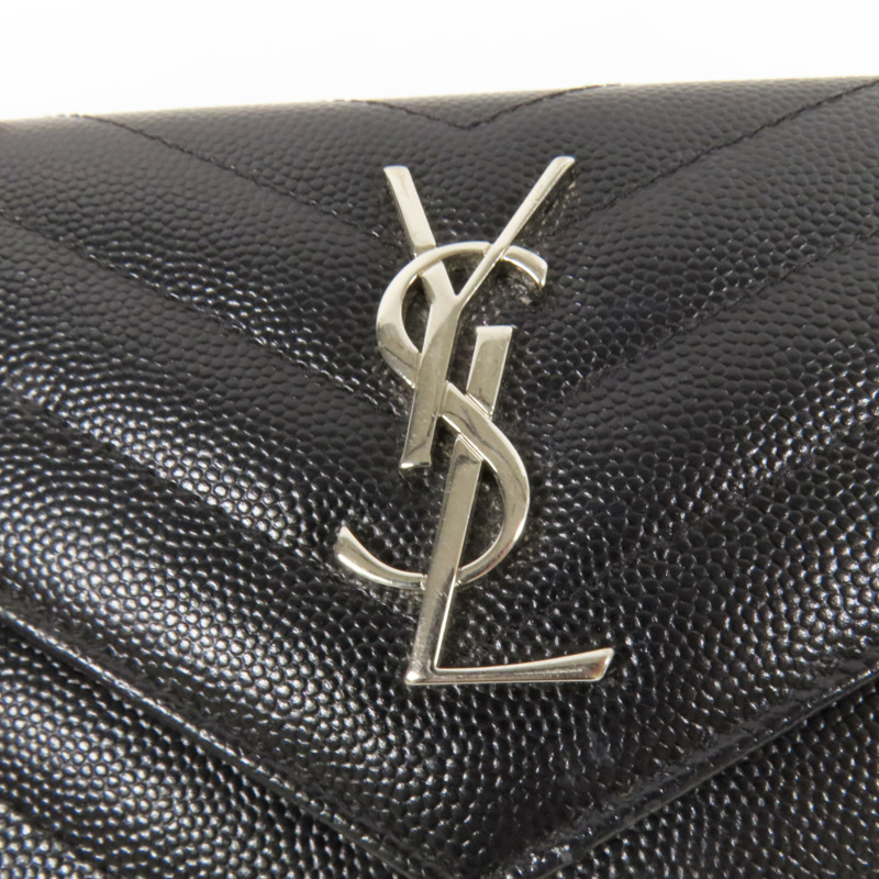 YVES SAINT LAURENT 牛皮皮革Fold Wallet銀扣錢包-6