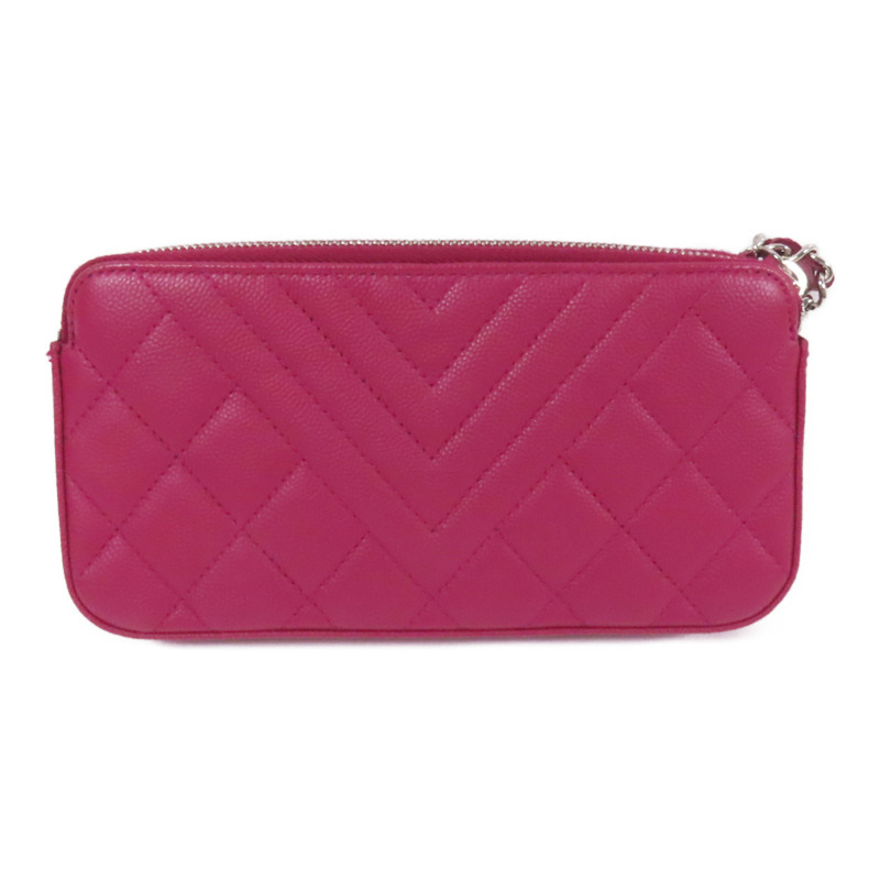 CHANEL 牛皮皮革Chain Shoulder銀扣鏈帶肩背袋-1