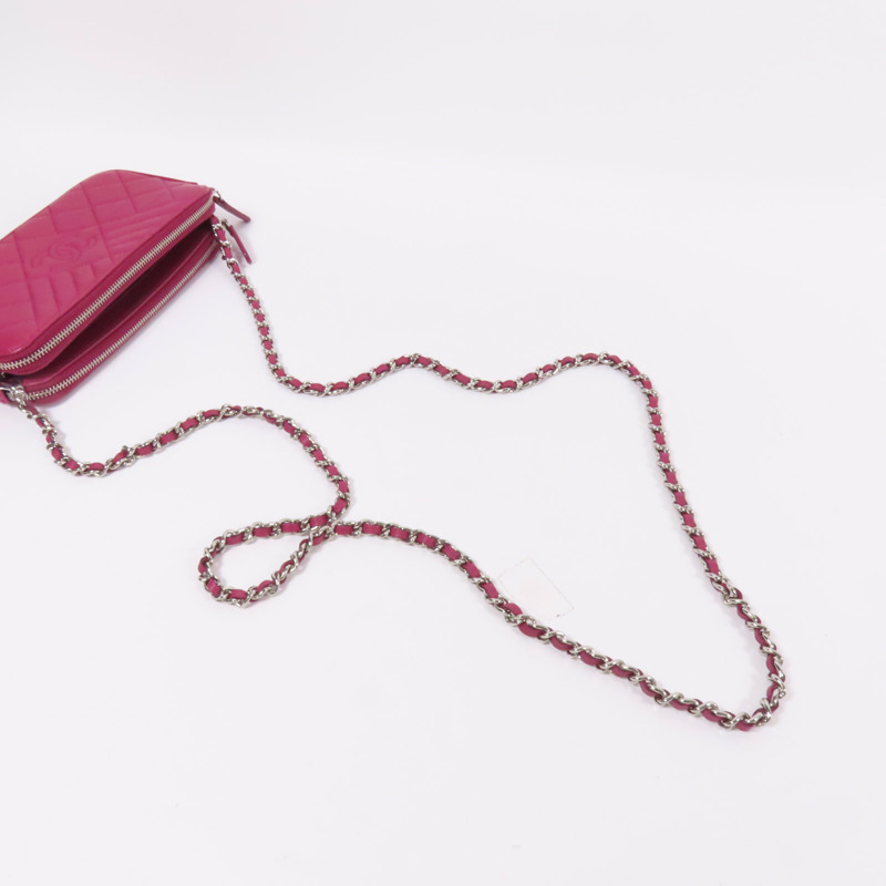 CHANEL 牛皮皮革Chain Shoulder銀扣鏈帶肩背袋-4