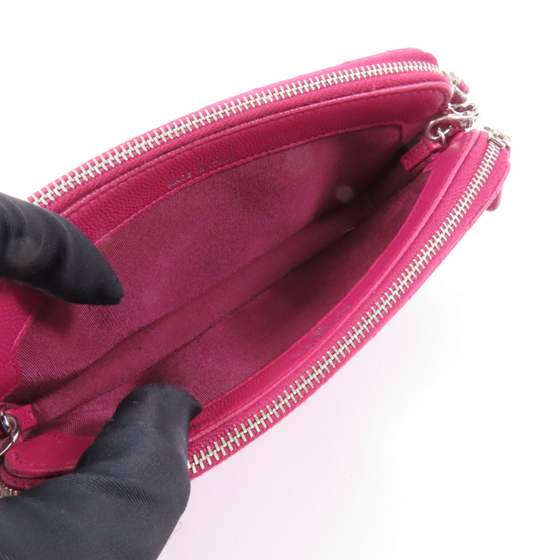 CHANEL 牛皮皮革Chain Shoulder銀扣鏈帶肩背袋-5