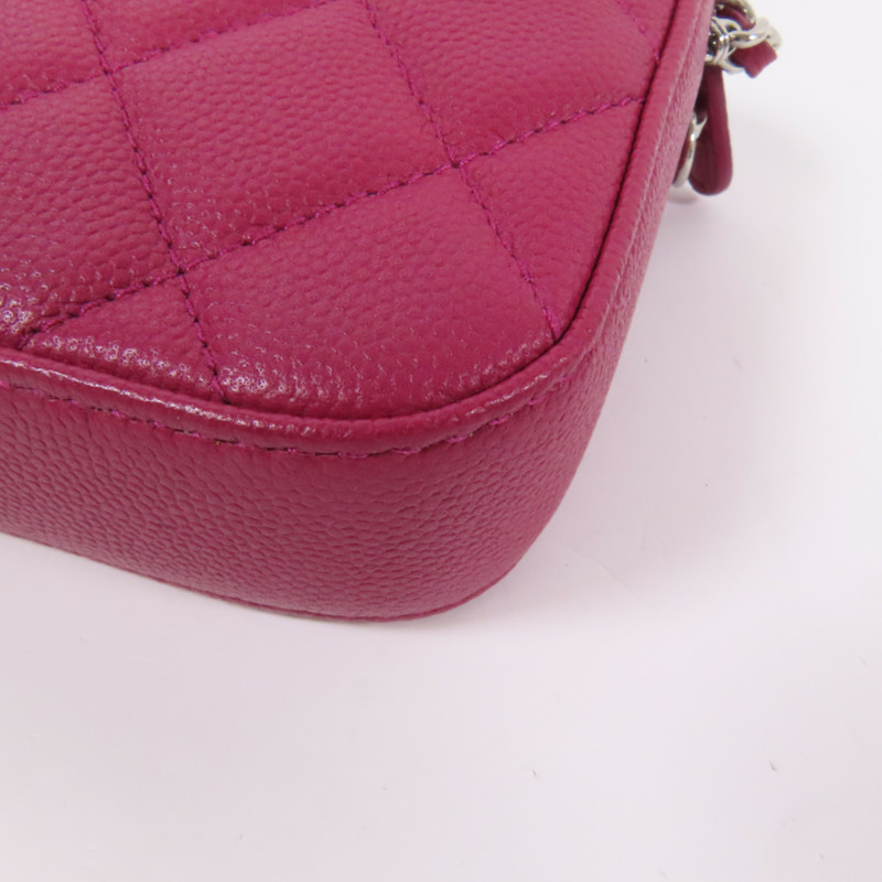 CHANEL 牛皮皮革Chain Shoulder銀扣鏈帶肩背袋-13