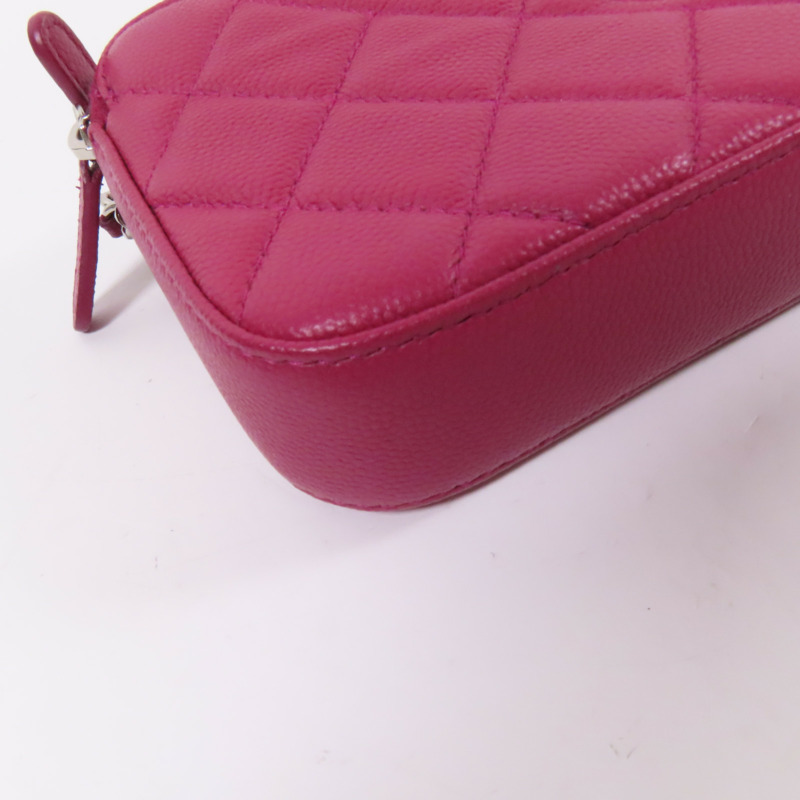 CHANEL 牛皮皮革Chain Shoulder銀扣鏈帶肩背袋-14