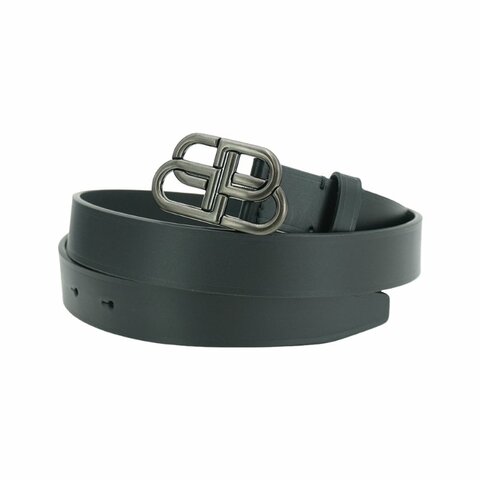 Balenciaga 黑BB logo 小牛皮腰帶/皮帶(581690-黑)