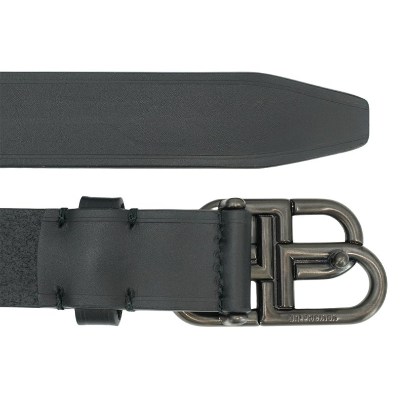 Balenciaga 黑BB logo 小牛皮腰帶/皮帶(581690-黑)-3