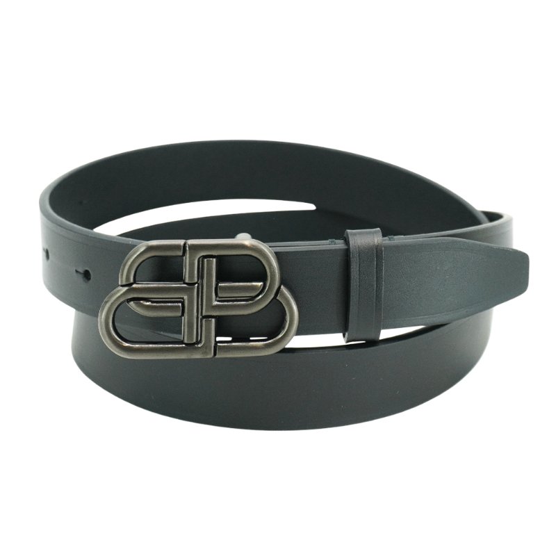 Balenciaga 黑BB logo 小牛皮腰帶/皮帶(581690-黑)-4