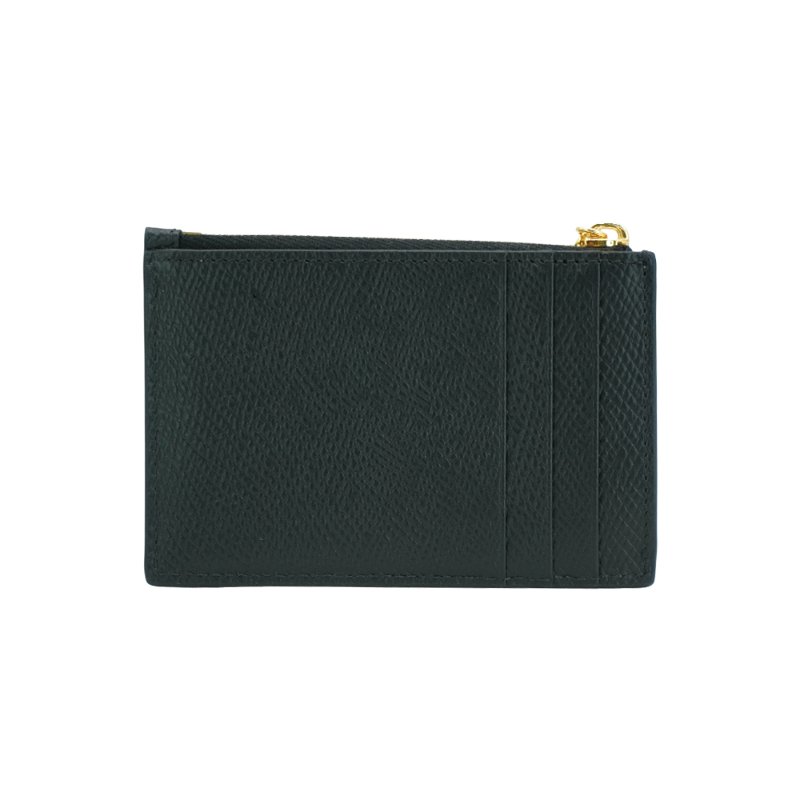 Celine 金凱旋門吊飾防刮牛皮拉鍊零錢卡包(黑)-2