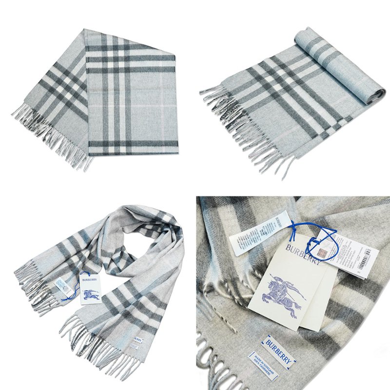 Burberry 喀什米爾流蘇羊毛格紋圍巾(多色任選)-1