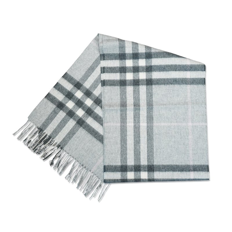 Burberry 喀什米爾流蘇羊毛格紋圍巾(多色任選)-4
