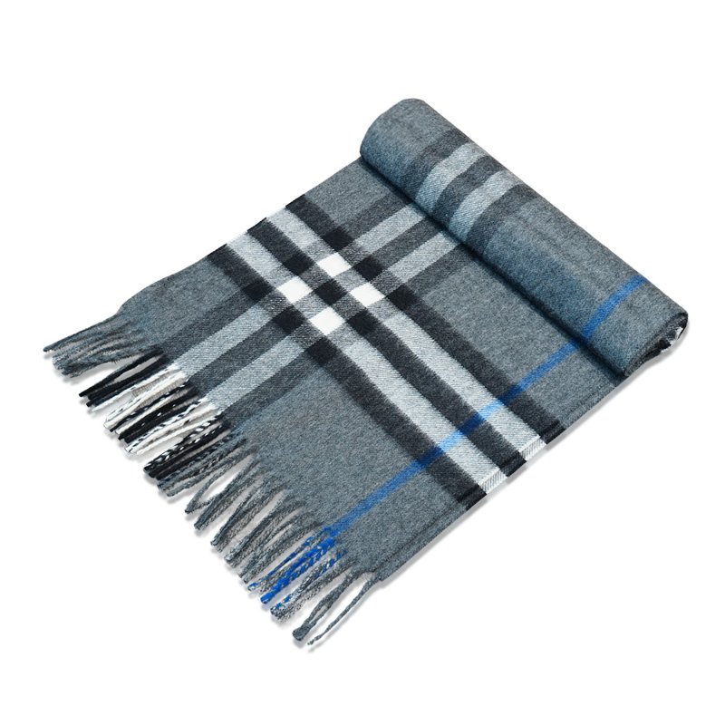 Burberry 喀什米爾流蘇羊毛格紋圍巾(多色任選)-7