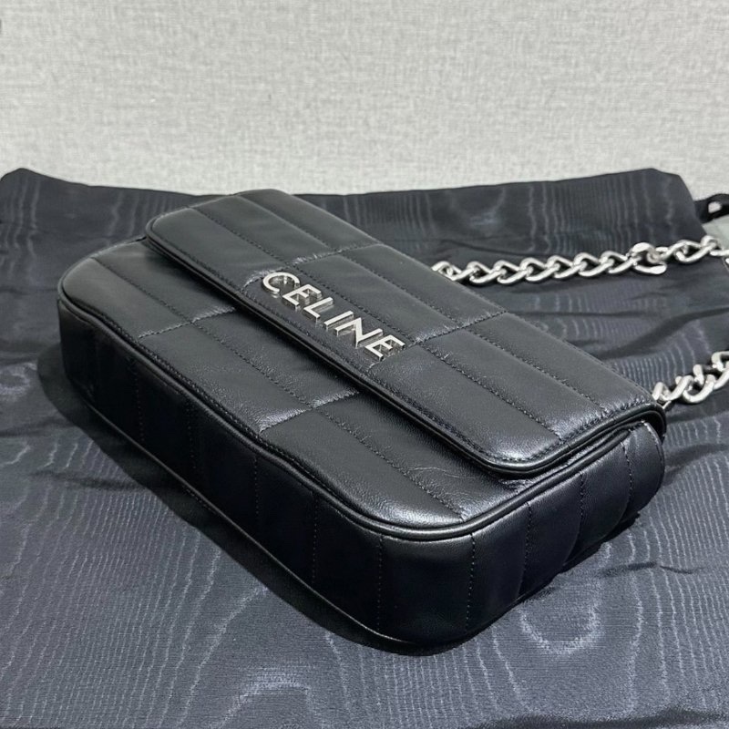 CELINE 黑色銀標按扣開合鏈條包23*15*5 99新配件塵袋-4