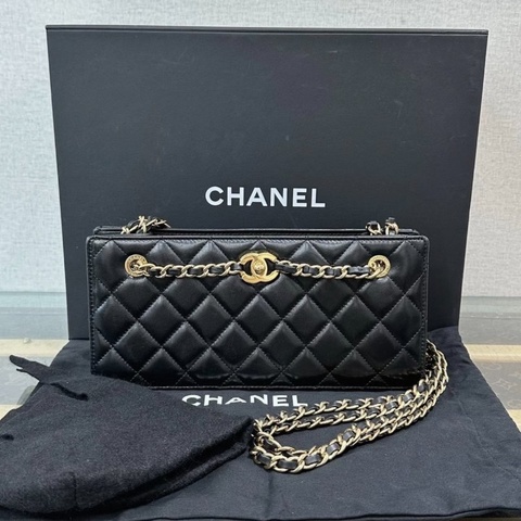 CHANEL 黑金24K肩背斜背晚宴包 27*13*7 99新配件盒子塵袋