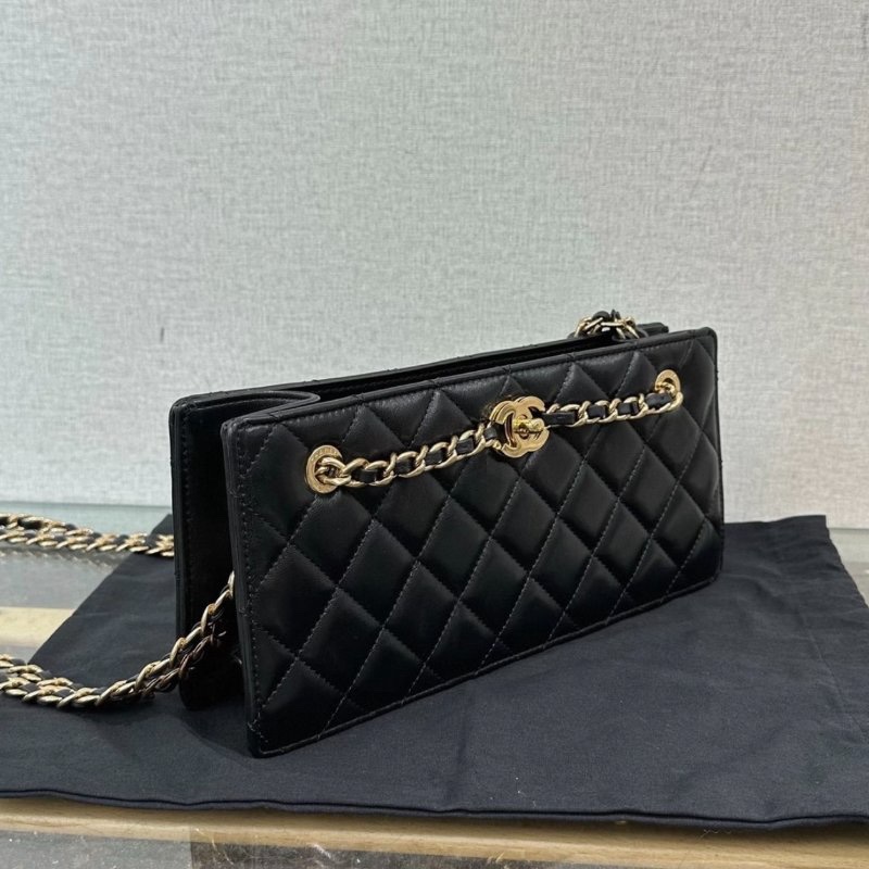 CHANEL 黑金24K肩背斜背晚宴包 27*13*7 99新配件盒子塵袋-1
