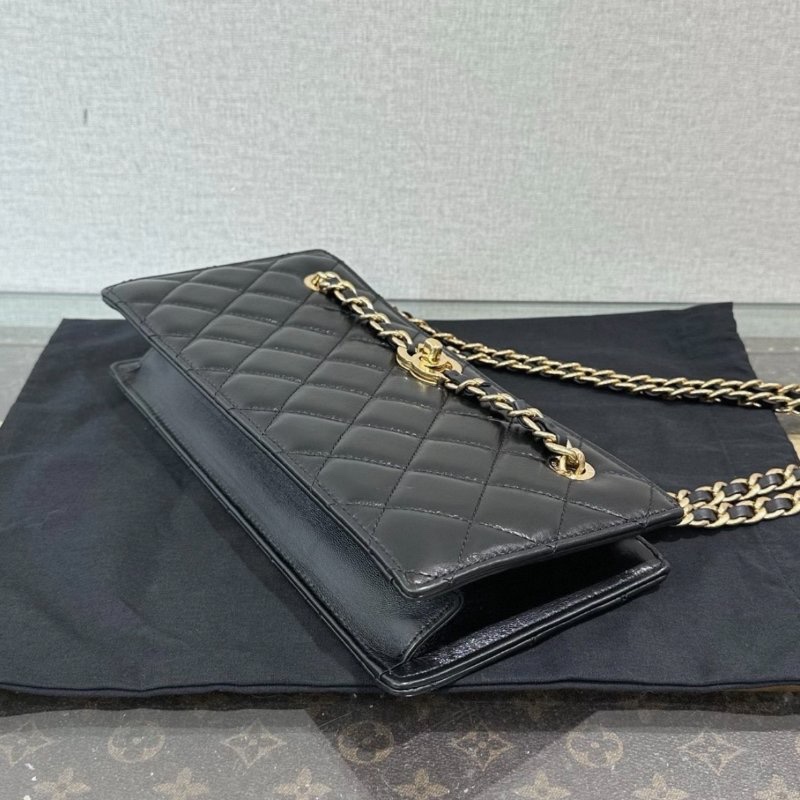 CHANEL 黑金24K肩背斜背晚宴包 27*13*7 99新配件盒子塵袋-2