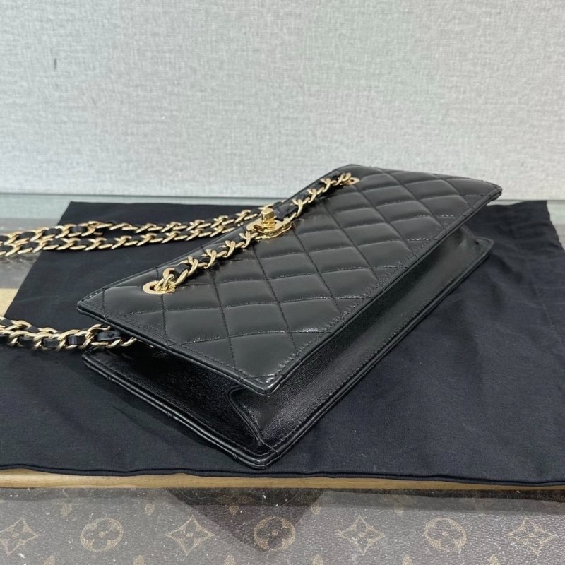 CHANEL 黑金24K肩背斜背晚宴包 27*13*7 99新配件盒子塵袋-4