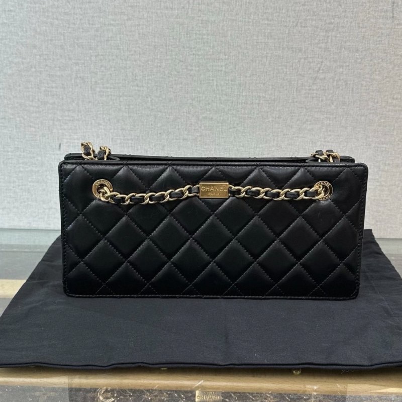 CHANEL 黑金24K肩背斜背晚宴包 27*13*7 99新配件盒子塵袋-5