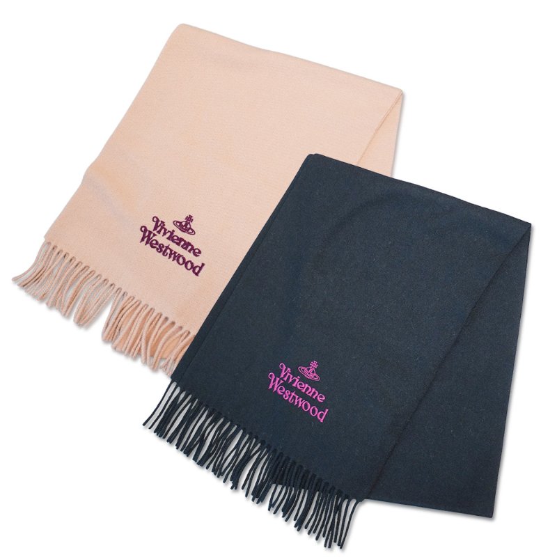 Vivienne Westwood 土星刺繡Logo羊毛流蘇圍巾(多色任選)-0