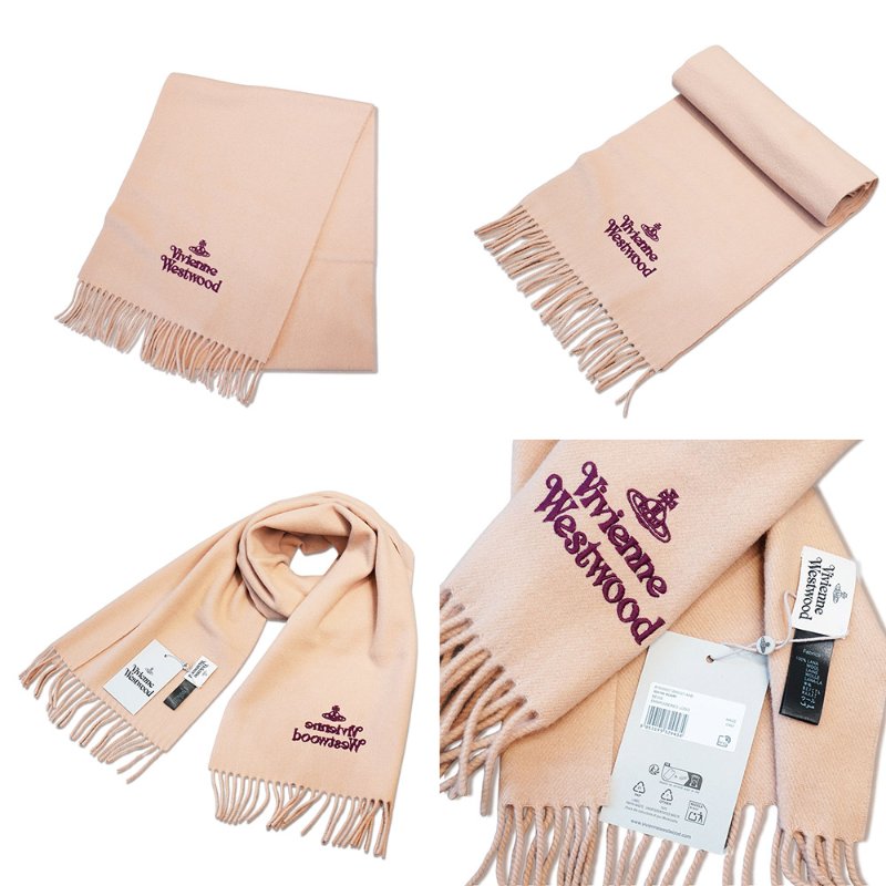 Vivienne Westwood 土星刺繡Logo羊毛流蘇圍巾(多色任選)-1