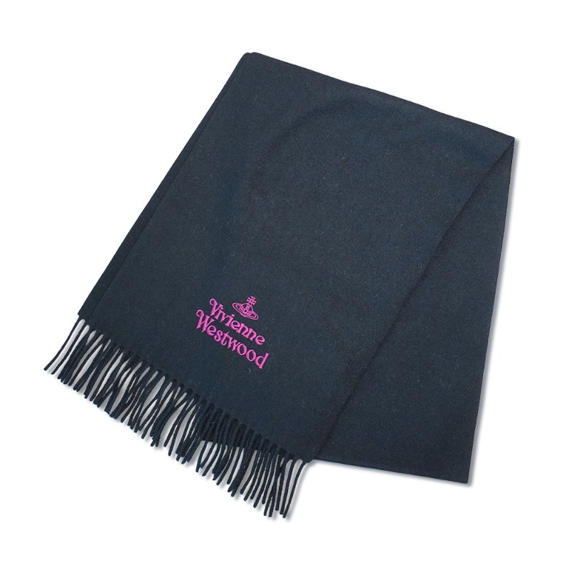 Vivienne Westwood 土星刺繡Logo羊毛流蘇圍巾(多色任選)-5