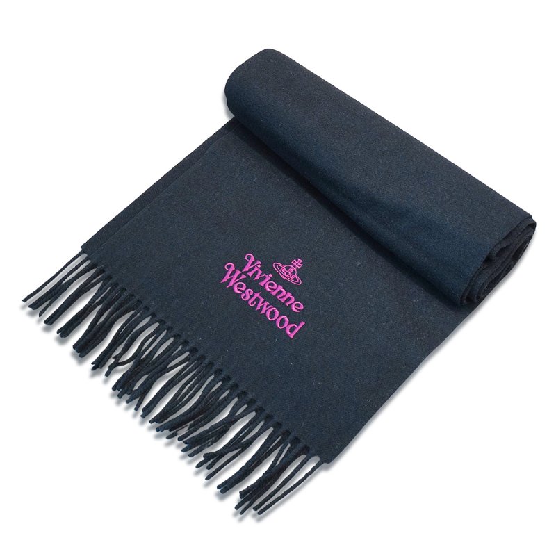 Vivienne Westwood 土星刺繡Logo羊毛流蘇圍巾(多色任選)-6