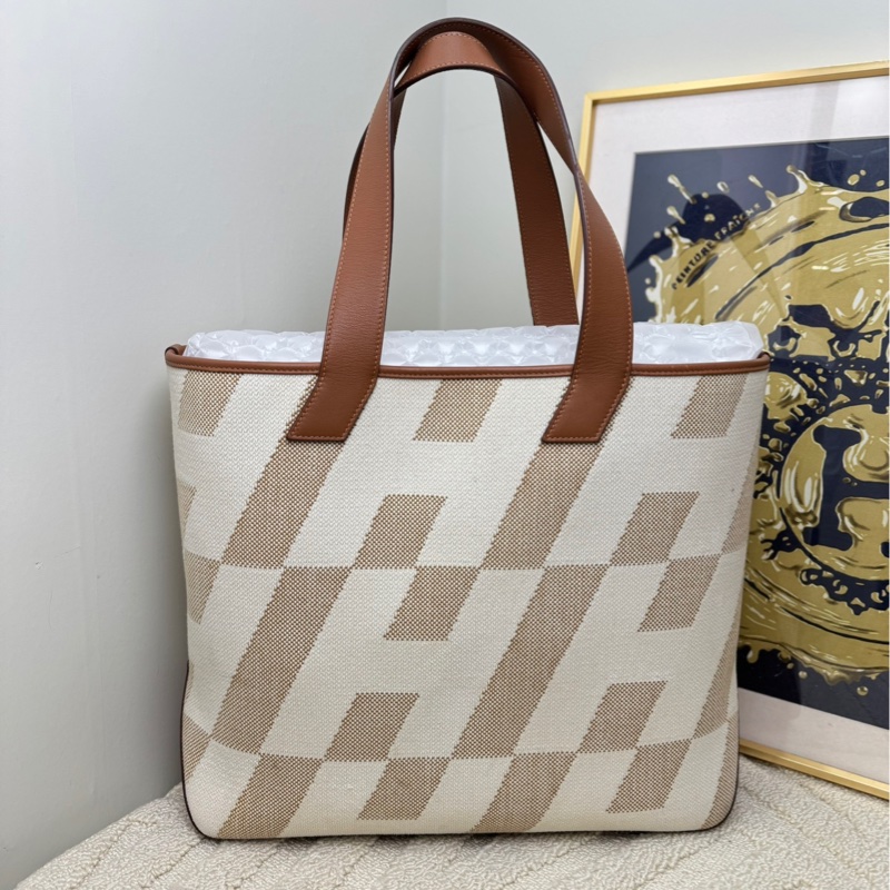 【閒置❤️】 Hermes Cabas40金棕幾何帆布包手提包 單肩包-0