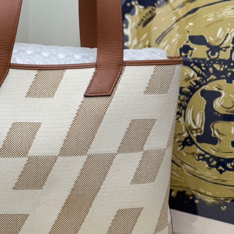 【閒置❤️】 Hermes Cabas40金棕幾何帆布包手提包 單肩包-3