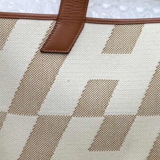 【閒置❤️】 Hermes Cabas40金棕幾何帆布包手提包 單肩包-4