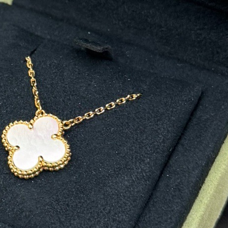【全套有卡🩷】VCA 中號白花四葉草項鍊18K金-3