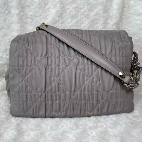 Dior褶皺菱格紋肩背腋下hobo包