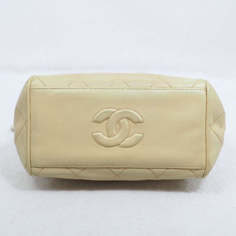 CHANEL 中古淺奶茶色雙鏈條單肩包-5