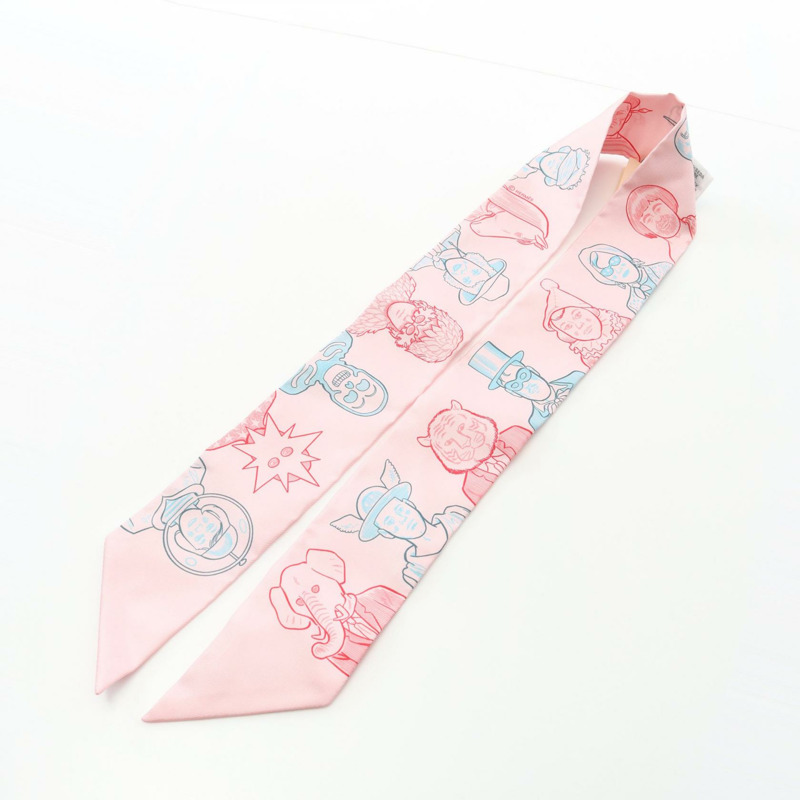 愛馬仕 Twilly 絲巾 DRESS CODE 絲綢 粉紅色 多色 二手 女士-4