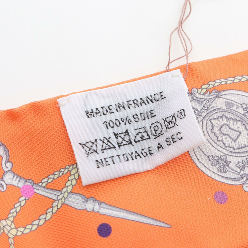 愛馬仕 Twilly LES CLES A POIS 絲巾,橘色多色真絲,二手女款-2