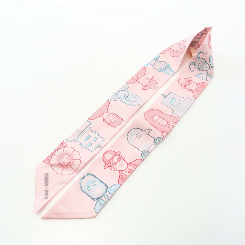 愛馬仕 Twilly 絲巾 DRESS CODE 絲綢 粉紅色 紅色 藍色 多色 二手 女士-3