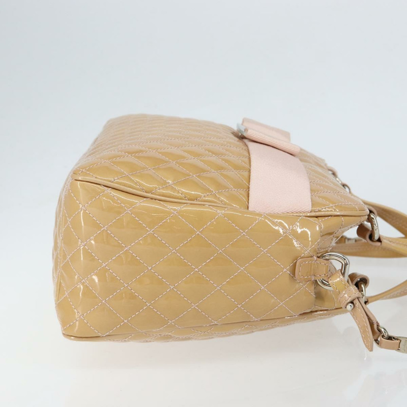 【日本直送】Salvatore Ferragamo Vala 琺瑯手提包 2way 米色 銀色 Auth 150429-2