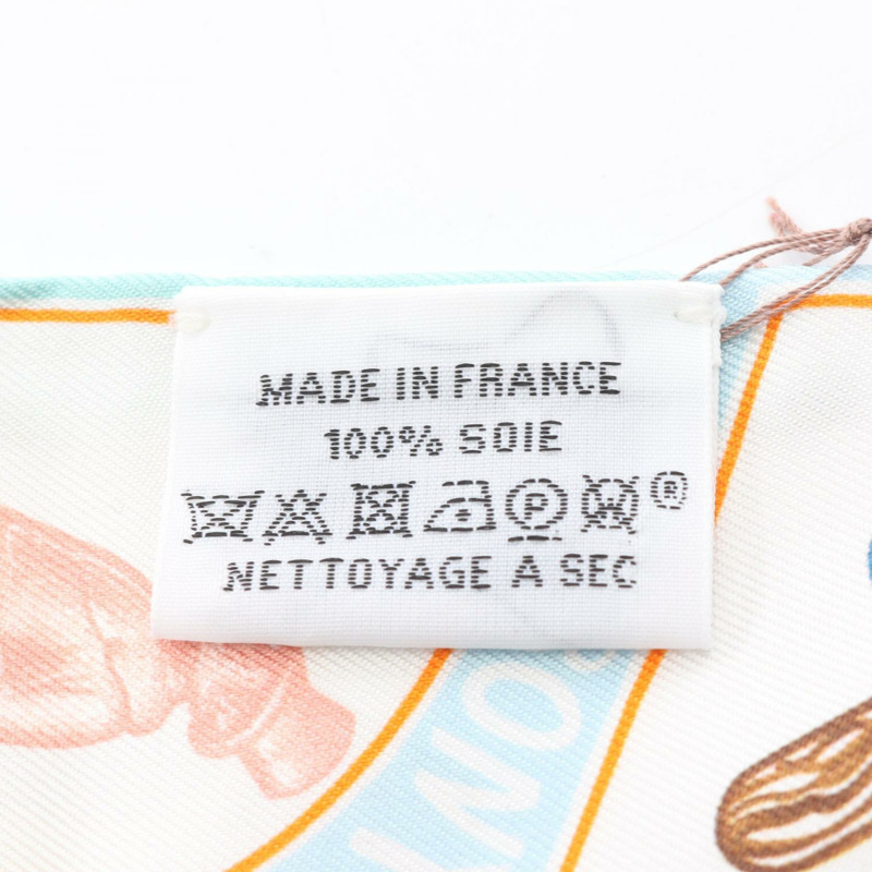 愛馬仕 Twilly 趣味冰淇淋絲巾，藍色多色真絲圍巾，二手女款-2