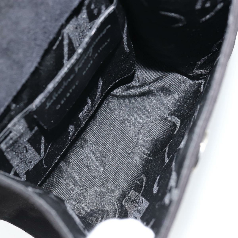 【日本直送】Salvatore Ferragamo 手提包 麂皮 黑色 銀色 正品 BA7548-10