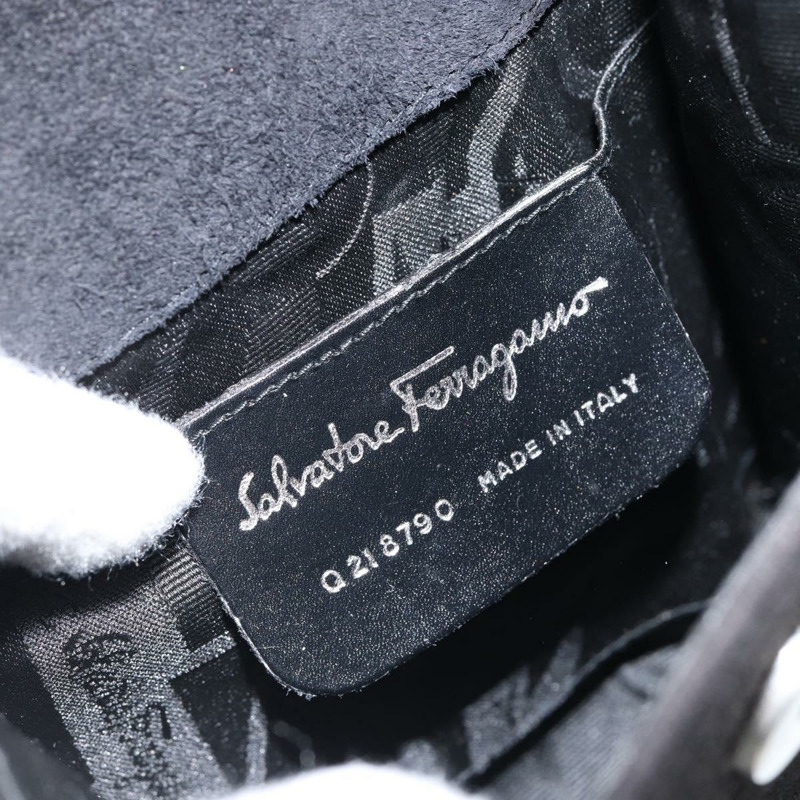 【日本直送】Salvatore Ferragamo 手提包 麂皮 黑色 銀色 正品 BA7548-11