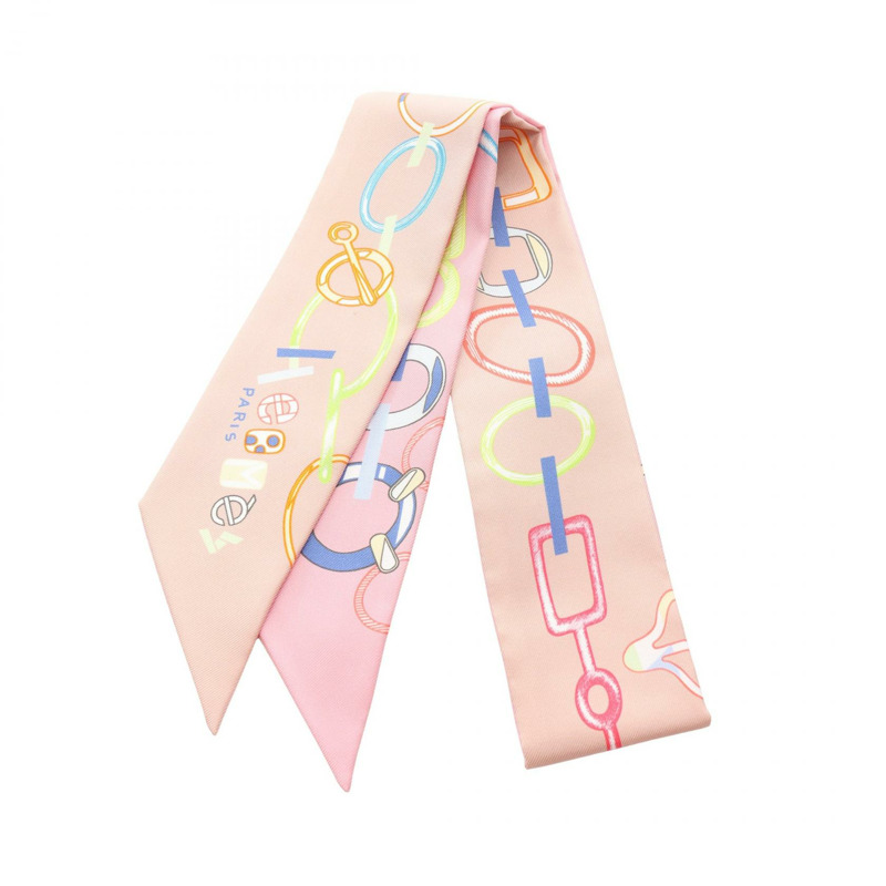 愛馬仕 Twilly DO RE BOUCLES 絲巾 粉紅色 多色 二手 女士-0