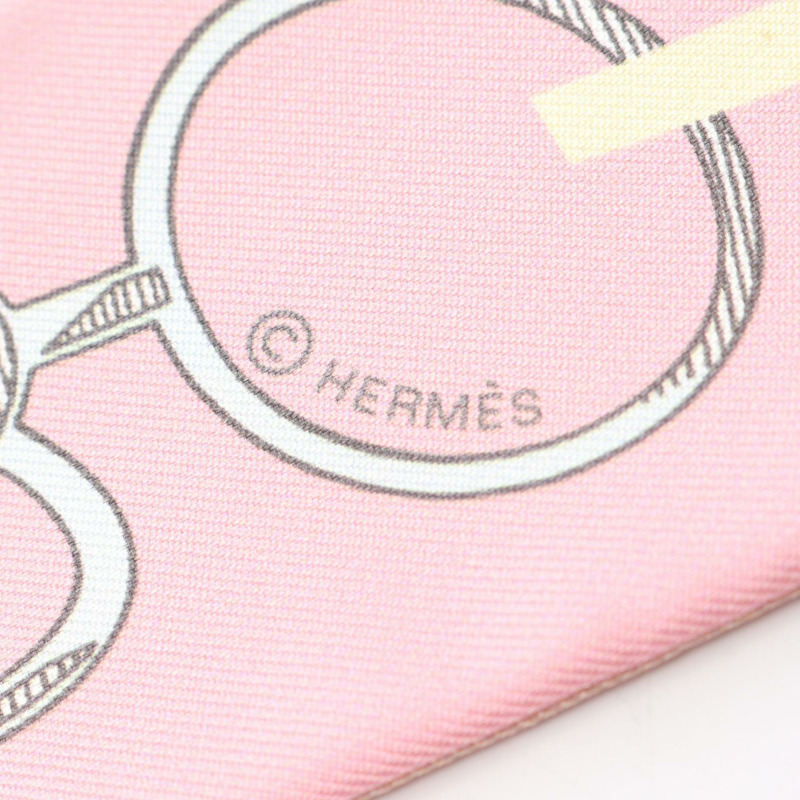 愛馬仕 Twilly DO RE BOUCLES 絲巾 粉紅色 多色 二手 女士-1