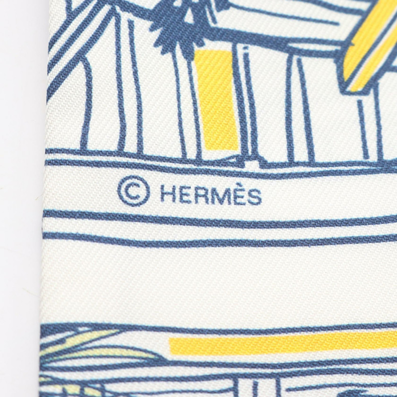 愛馬仕 Twilly RAYURES D'ETE 絲巾,絲質多色,二手女款-1