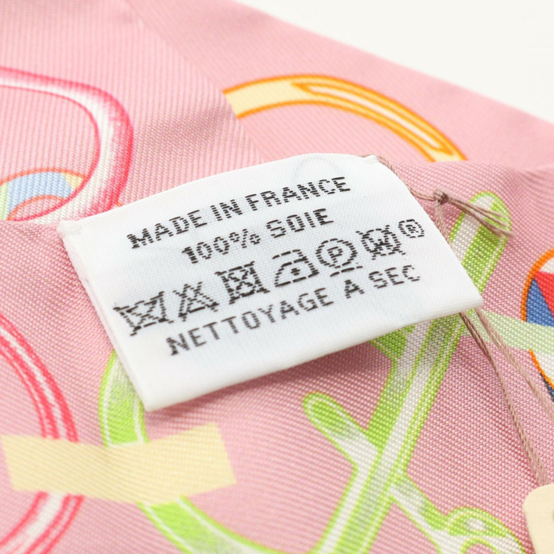 愛馬仕 Twilly DO RE BOUCLES 絲巾，粉紅色多色真絲，二手女款-2