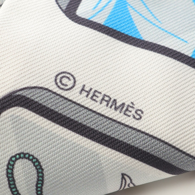 愛馬仕 Twilly HERMES STORY 絲巾 白色 紅色 多色 二手 女士-1