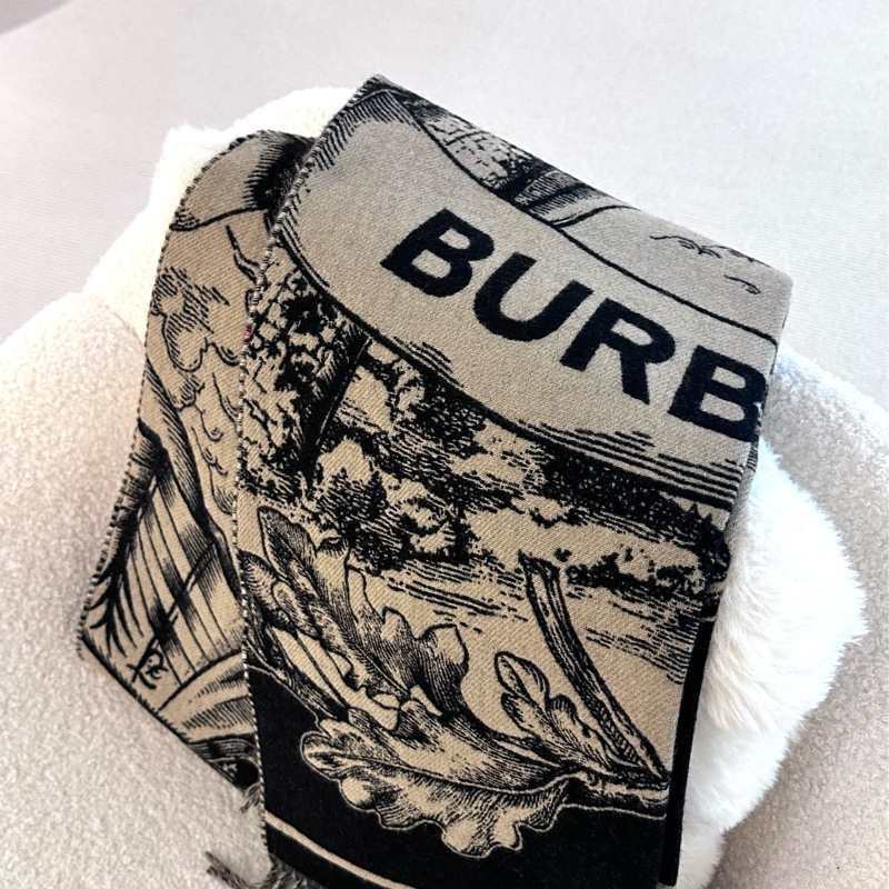 【全❤️】Burberry馬術騎士徽標 雙面 羊絨提花 絨線圍巾 女款 典藏米色-3