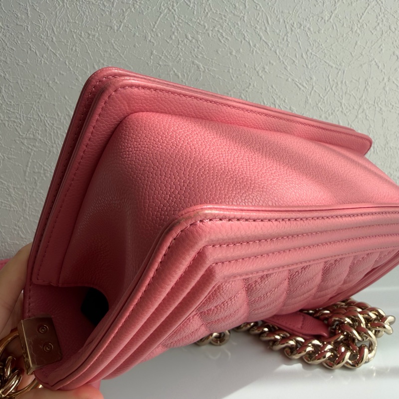 Chanel荔枝粉色金Boy20公分-10